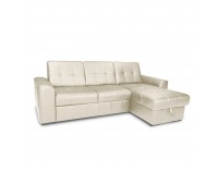 Kožená rohová sedačka s rozkladom Trek RM P - biela