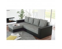 Rohová sedačka s rozkladom a úložným priestorom Aron L/P - čierna / sivá