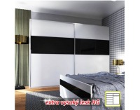 Šatníková skriňa s posuvnými dverami Devon 2D - biela / čierny lesk