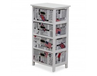 Komoda Sputnik 4 - biela / potlač