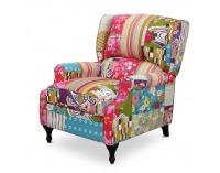 Kreslo (ušiak) Dimo Typ 2 - vzor patchwork