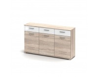 Trojdverová komoda Rachel Typ 2 - dub sonoma / biely vysoký lesk