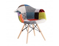 Kreslo Tobo New - buk / vzor patchwork