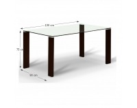 Sklenený jedálenský stôl Nemez - wenge / číre sklo