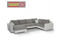 Rohová sedačka U s rozkladom a úložným priestorom Abby L/P - biela / svetlosivá