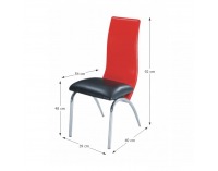 Jedálenská stolička Double - chróm / čierna / červená