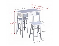 Barový set Homer 1+2 - strieborná / biela