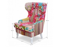 Kreslo (ušiak) Dimo Typ 1 - vzor patchwork