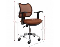 Kancelárske kreslo s podrúčkami Edison 13 - hnedá / chróm
