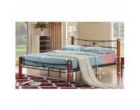 Kovová manželská posteľ s roštom Amarilo 180 - čierny kov / čerešňa