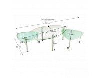 Sklenený konferenčný stolík na kolieskach Ralf - chróm / sklo