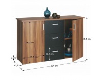 Trojdielna komoda Svit B - slivka / čierna