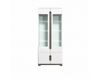 Vitrína s osvetlením Lorien LS 2 - san remo / biela / biely vysoký lesk