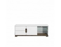 TV stolík s osvetlením Lorien LS 63 - san remo / biela / biely vysoký lesk