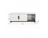TV stolík s osvetlením Lorien LS 63 - san remo / biela / biely vysoký lesk