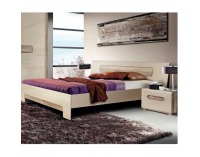 Posteľový rám Triztan 160 - dub antický / béžový vysoký lesk