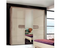 Šatníková skriňa Triztan 2D - dub antický / béžový vysoký lesk