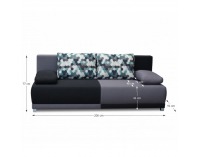 Rozkladacia pohovka s úložným priestorom Spiker - čierna / sivá / vzor