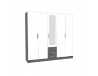 Šatníková skriňa Greyline 5D - biela / grafit