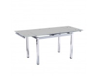 Rozkladací jedálenský stôl Ditmar - chróm / strieborná / mliečne sklo