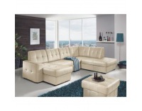 Kožená rohová sedačka U s rozkladom Trek P - biela koža (Yak M6901)