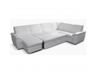 Rohová sedačka U s rozkladom a úložným priestorom Labello P - ultrabiela (Cayenne 1115)