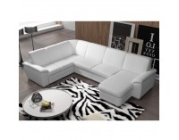 Rohová sedačka U s rozkladom a úložným priestorom Labello L - ultrabiela (Cayenne 1115)