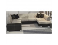 Rohová sedačka U s rozkladom Peter New L - čierna / sivá melírovaná