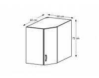 Horná rohová kuchynská skrinka Royal G60N - biela / sosna nordická