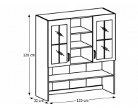 Kuchynská vitrína (nadstavba) Royal K120 - biela / sosna nordická