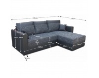 Rohová sedačka s rozkladom a úložným priestorom Kansas L/P - čierna / čierna melírovaná