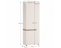 Šatníková skriňa Lynatet 25 2D - biely vysoký lesk / dub sonoma truflový