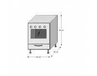 Kuchynská skrinka na sporák Jura New B ZK-60 K1 - biela / wenge