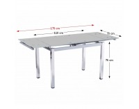 Rozkladací jedálenský stôl Ditmar - chróm / strieborná / mliečne sklo