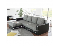 Rohová sedačka s rozkladom a úložným priestorom Aron L/P - čierna / sivá