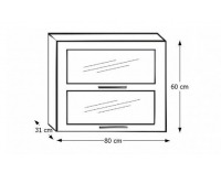 Horná kuchynská skrinka Irys New G2W-80 - biela / strieborná