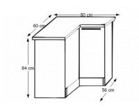 Dolná rohová kuchynská skrinka Irys DN-80 L - dub sonoma / biela