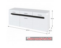 TV stolík Owal LB - biely vysoký lesk / čierny vysoký lesk