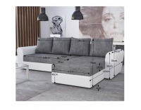 Rohová sedačka s rozkladom a úložným priestorom Oxford L/P - biela / sivá