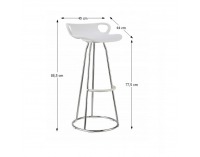 Barová stolička Gladi - chróm / biela