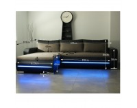 Rohová sedačka s rozkladom a osvetlením Kody L - čierna / hnedá