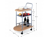Servírovací stolík na kolieskach Lima - buk / strieborná