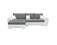 Rohová sedačka s rozkladom a úložným priestorom Sofia L - biela / sivá