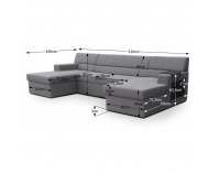 Kožená rohová sedačka U s rozkladom Markos P - sivá