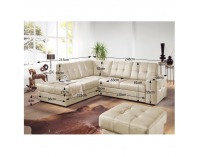 Kožená rohová sedačka s rozkladom Trek RV L - biela