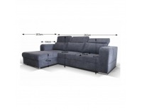 Rohová sedačka s rozkladom a úložným priestorom Luxor L - tmavosivá