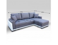 Rohová sedačka s rozkladom a úložným priestorom Indiana P - tmavosivá / biela