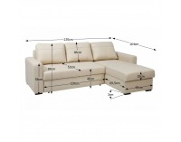 Kožená rohová sedačka s rozkladom Paso L/P - béžová