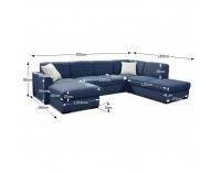 Rohová sedačka U s rozkladom a úložným priestorom York P - hnedá