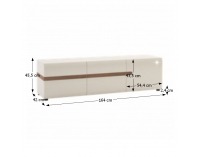 Trojdverová komoda Lynatet 51 - biela / biely vysoký lesk / dub sonoma truflový